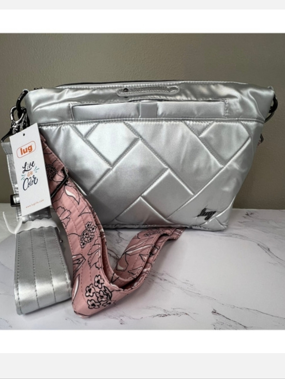 Lug Flare 2 Crossbody Bag In Metallic Silver